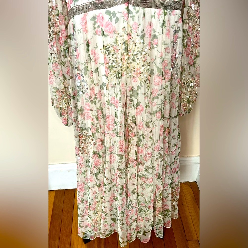 Mac Duggal Floral Midi Dress - White and Pink - Picture 12 of 16